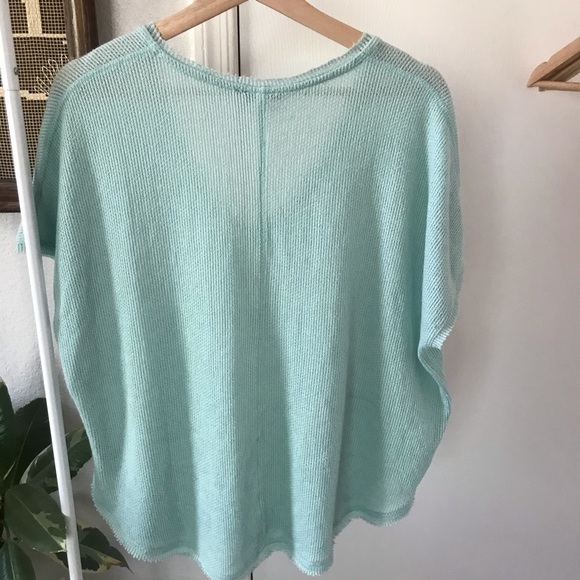 Urban Outfitters • Teal Green Slouchy Loose Knit Short Sleeve Top - Picture 6 of 7